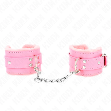 KINK Fur-Lined Adjustable Wrist Restraints Pink 17-29cm Premium Comfort