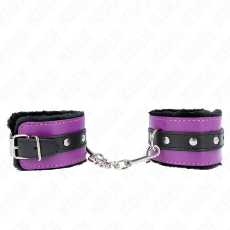 KINK Premium Fur Lined Adjustable Wrist Restraints Black/Purple 17-29 cm