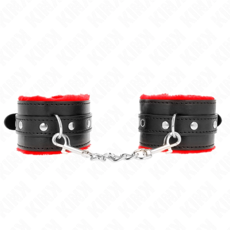 KINK Premium Fur-Lined Adjustable Wrist Restraints Red-Black 17-29cm