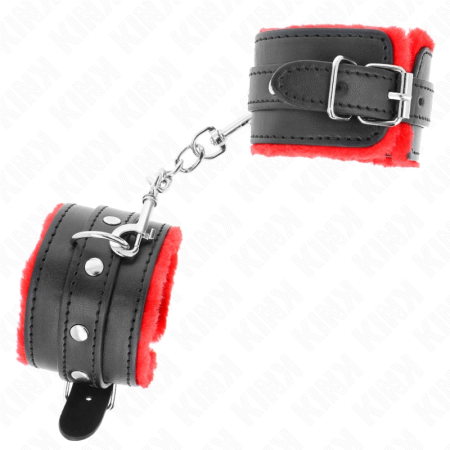 KINK Premium Fur-Lined Adjustable Wrist Restraints Red-Black 17-29cm