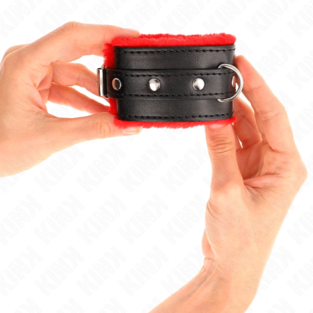 KINK Premium Fur-Lined Adjustable Wrist Restraints Red-Black 17-29cm