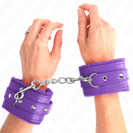 KINK Premium Fur-Lined Adjustable Wrist Restraints Purple 17-29 cm