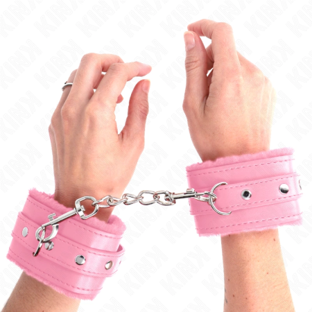KINK Premium Fur-Lined Adjustable Wrist Restraints Pink 17-29cm