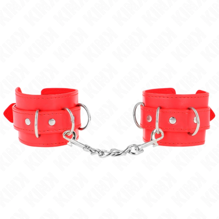 KINK Adjustable Red Wrist Restraints with 3 D-Rings 17.5-25cm x 6cm