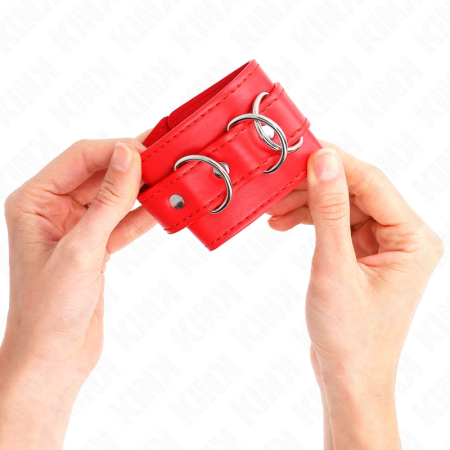 KINK Adjustable Red Wrist Restraints with 3 D-Rings 17.5-25cm x 6cm