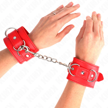 KINK Adjustable Red Wrist Restraints with 3 D-Rings 17.5-25cm x 6cm