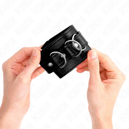 KINK Adjustable 3 D-Ring Wrist Restraints Black 17.5-25cm x 6cm