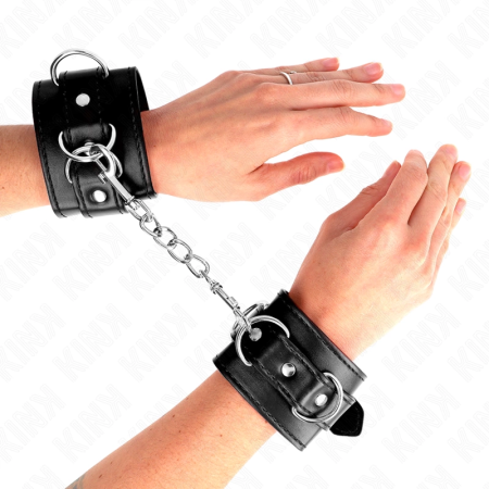 KINK Adjustable 3 D-Ring Wrist Restraints Black 17.5-25cm x 6cm