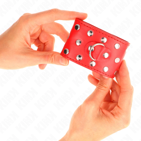 KINK Adjustable Red Wrist Restraints with Rivets 19-24cm x 5.5cm