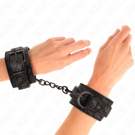 KINK Dark Lace Adjustable Wrist Cuffs Black 19-26 cm - Elegant Bondage Restraint