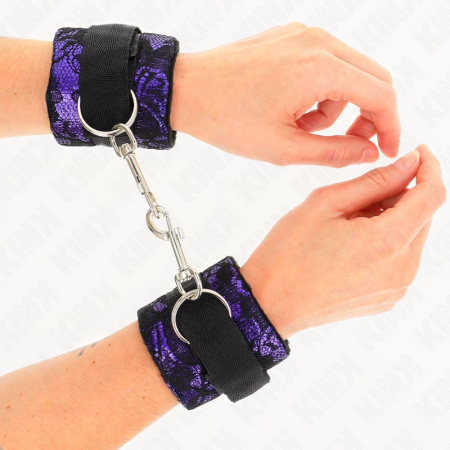 KINK Velvet & Lace Wrist Restraints Nylon Bind Purple/Black 23x6.5cm
