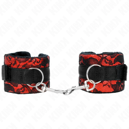 KINK Velvet & Lace Wrist Restraints Red/Black 23x6.5cm Adjustable System