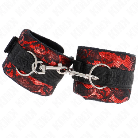 KINK Velvet & Lace Wrist Restraints Red/Black 23x6.5cm Adjustable System