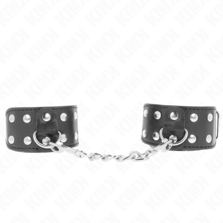 KINK Adjustable Black Wristbands with Double Stud Row, Vegan Leather
