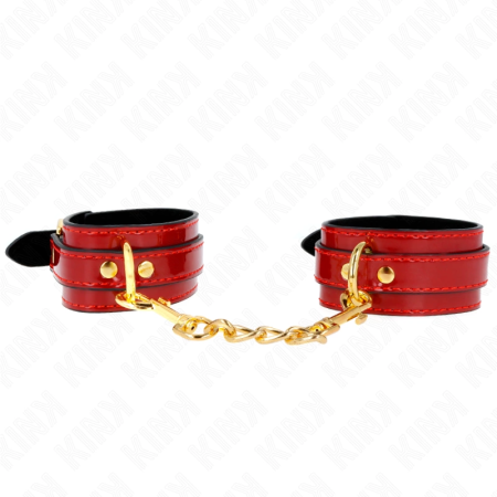 KINK Joanna Angel Adjustable Red Wrist Cuffs with Gold Chain 16.5-26cm