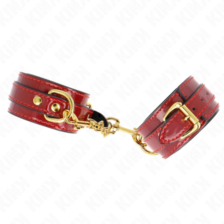 KINK Joanna Angel Adjustable Red Wrist Cuffs with Gold Chain 16.5-26cm