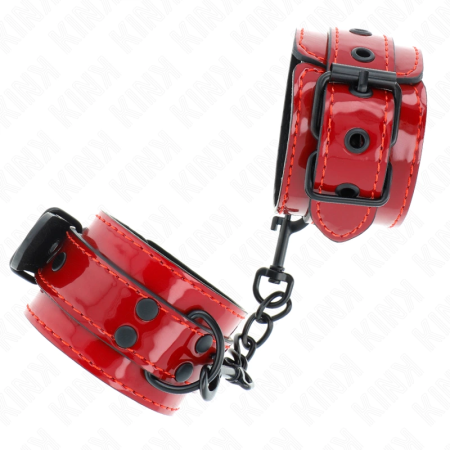 KINK Dark Red Leather Wrist Cuffs 23x5 cm - Adjustable Comfort System