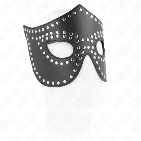 KINK Leatherette Mask Model 2 with Rivets 30x12 cm - Adjustable Black