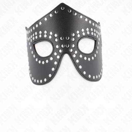 KINK Leatherette Mask Model 2 with Rivets 30x12 cm - Adjustable Black