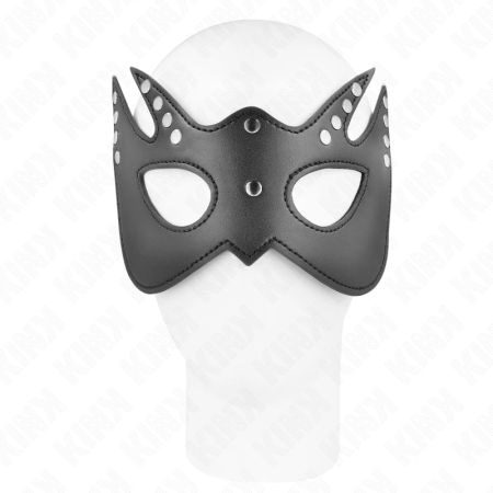 KINK Bat Mask with Rivets 23x15cm - Black Faux Leather Adjustable