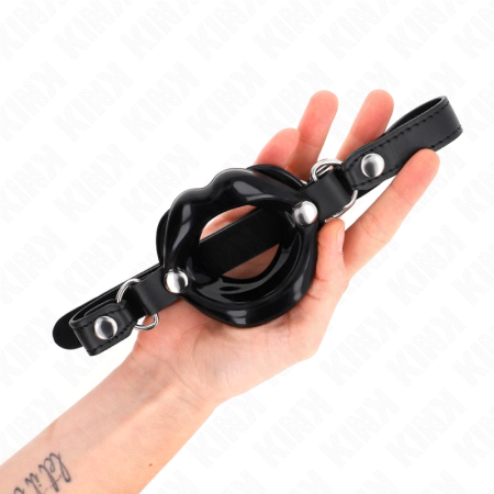 KINK LIP 8 cm Intimate Restraint with Black Leatherette Strap, Adjustable 39-58 cm