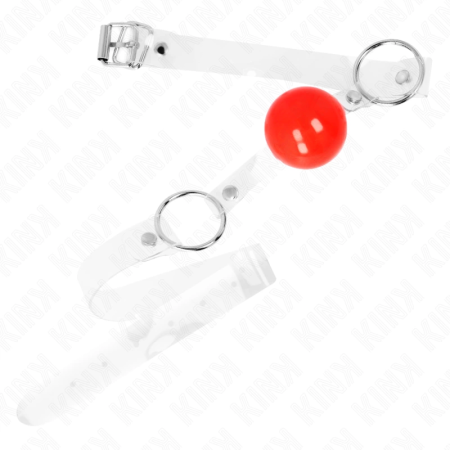 KINK Adjustable 4cm Red Transparent PVC Ball Gag - Secure Comfort Fit