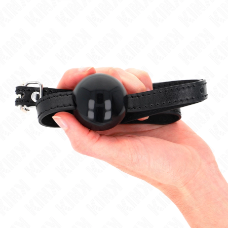 KINK Black Solid Silicone Ball Gag 4cm - Adjustable Strap 65x1.5cm