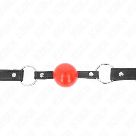 KINK Ball Gag 4cm Red Silicone Ball & Lock, Adjustable Black Strap 60cm