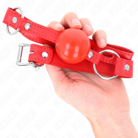 KINK TPE Ball Gag 4cm with Rojo Lock - Adjustable 60cm Strap, Red