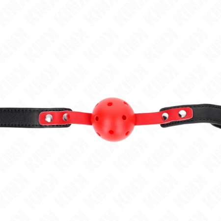KINK Red Hollow Silicone Ball Gag 4cm with Adjustable Black Strap 37-52cm