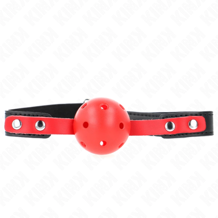 KINK Red Hollow Silicone Ball Gag 4cm with Adjustable Black Strap 37-52cm