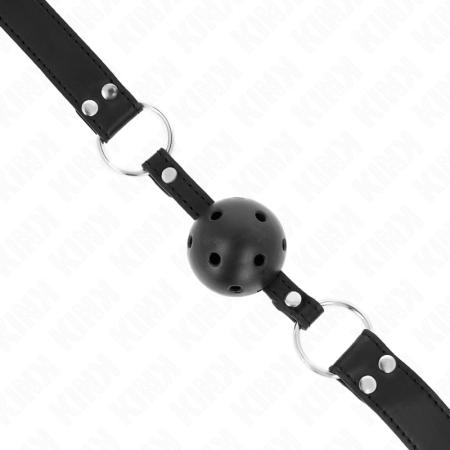 KINK Breathable Ball Gag 4cm Double Rivet Black Adjustable 42-58cm