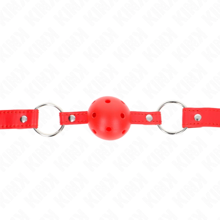 KINK Breathable Ball Gag 4 cm Red - Adjustable Vegan Leather Strap 42-58 cm