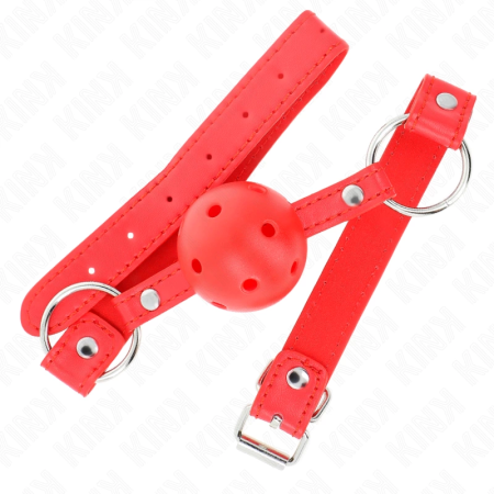 KINK Breathable Ball Gag 4 cm Red - Adjustable Vegan Leather Strap 42-58 cm