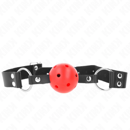 KINK Breathable Ball Gag 4cm Double Rivet Adjustable Red 42-58cm