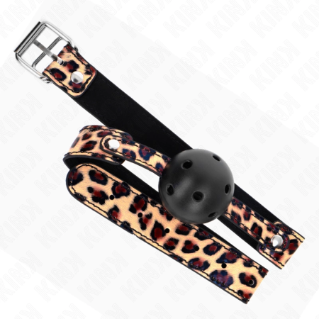 KINK Leopard Breathable Silicone Ball Gag 4.5cm with Adjustable Strap