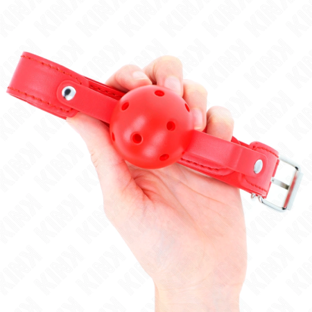 KINK Red Breathable Ball Gag 4.5 cm - Adjustable Silicone Strap 65 cm