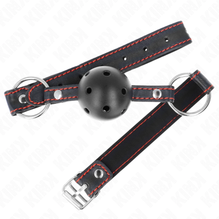 KINK Hollow Hard Black Ball Gag Model 2 - Adjustable 6.5cm Ball