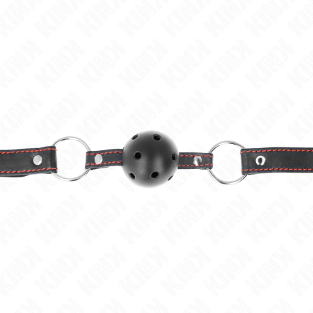 KINK Hollow Hard Black Ball Gag Model 2 - Adjustable 6.5cm Ball