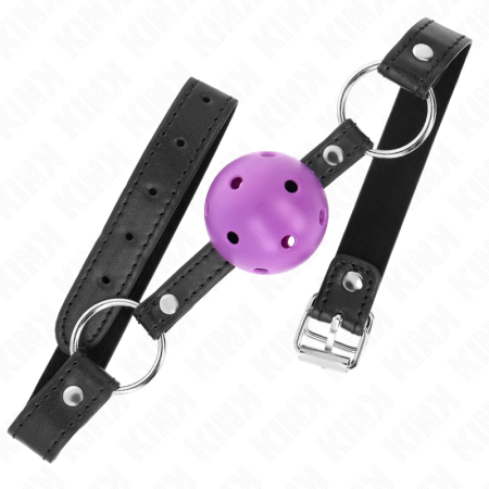 KINK Hollow Hard Ball Gag Purple 4.5 cm - Adjustable Silicone Strap 63.5 cm