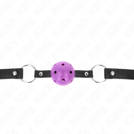 KINK Hollow Hard Ball Gag Purple 4.5 cm - Adjustable Silicone Strap 63.5 cm