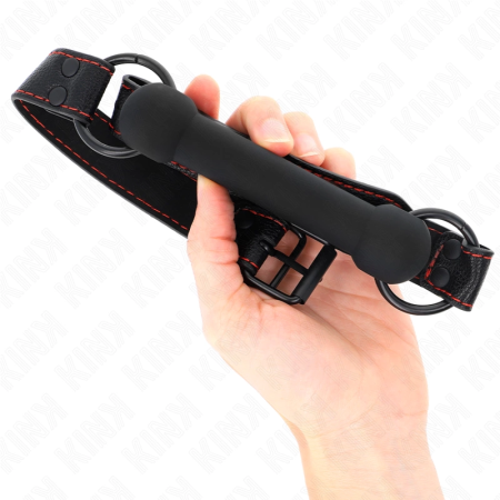 KINK Bone-Shaped Gag with Adjustable Vegan Leather Strap Black 41-57cm