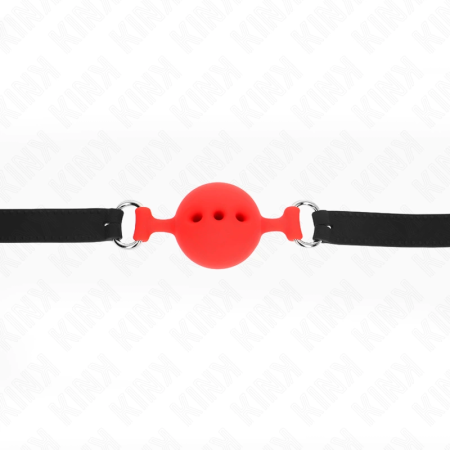 KINK Silicone Ball Gag Red M - Adjustable Strap 35-51 cm, 4.5 cm Ball