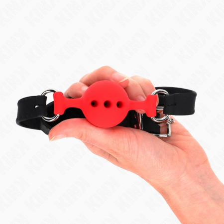 KINK Full Silicone Adjustable Gag S Red 4 cm Ball 35-51 cm Strap