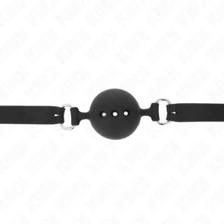KINK Full Silicone Gag M, Black - Adjustable Strap, 4.5cm Ball, 55cm