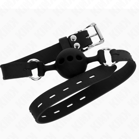 KINK Full Silicone Gag Black - Adjustable Ball Model S, 4 cm Ball, 35-51 cm Strap