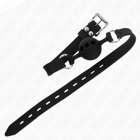 KINK Full Silicone Gag Black - Adjustable Ball Model S, 4 cm Ball, 35-51 cm Strap