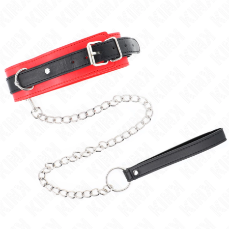 KINK Basic Model Collar with Leash Red 65cm, Adjustable 53x5cm