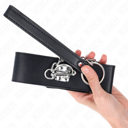 KINK Basic Model Collar with Leash 65cm - Adjustable Black Leather Set