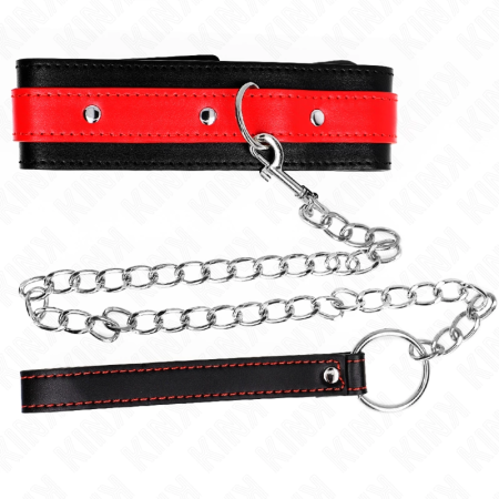 KINK Adjustable Red Collar Necklace 65 cm - Vegan Leather, 36-43 cm Fit